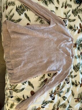 Madewell Ribbed V-Neck Sweater in Dusty Mauve